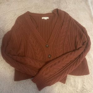 Orange/brown knitted cropped sweater